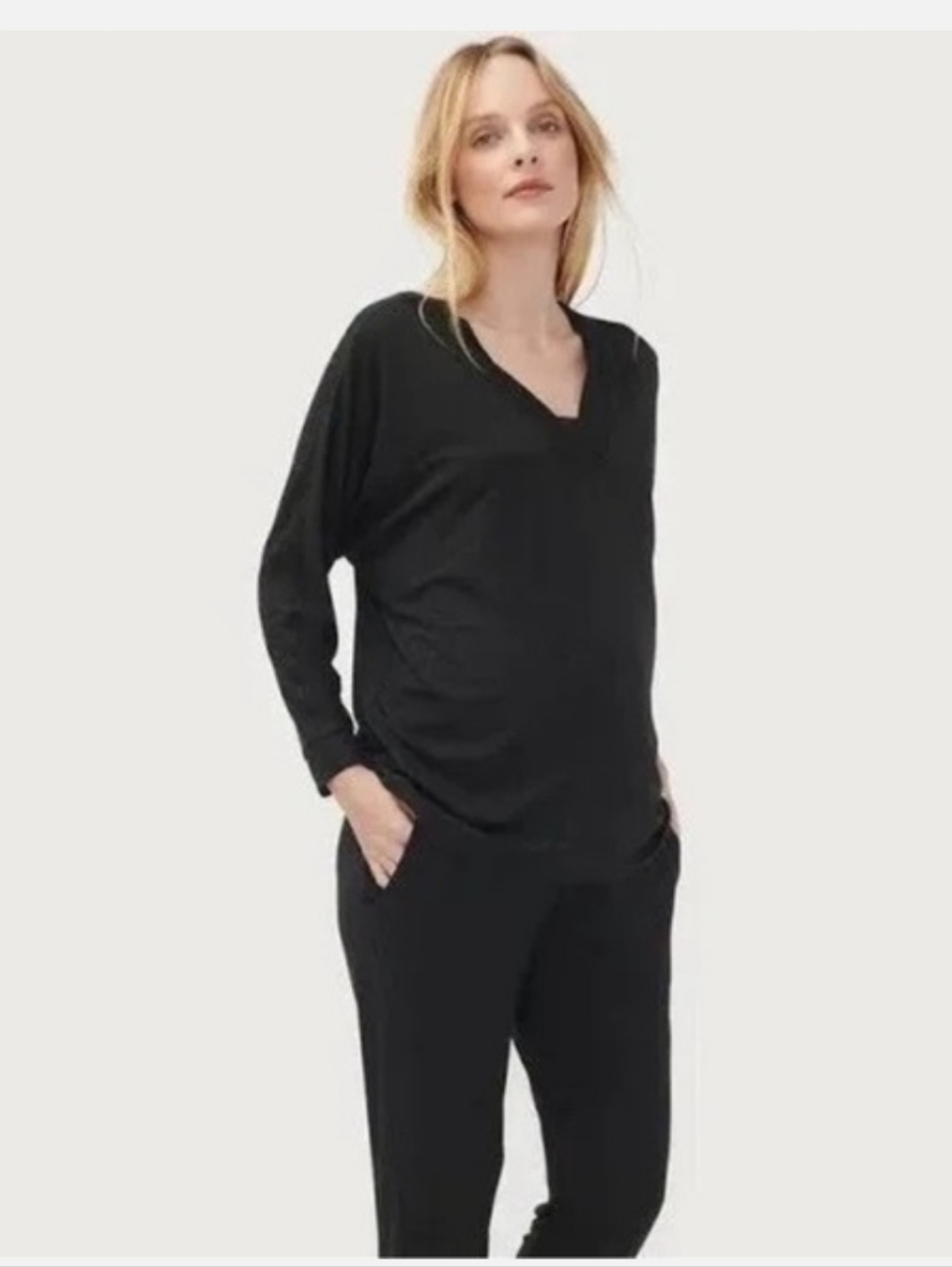 Hatch Maternity The Visitor V-neck Knit Blouse Nursing Breastfeeding Comfy
